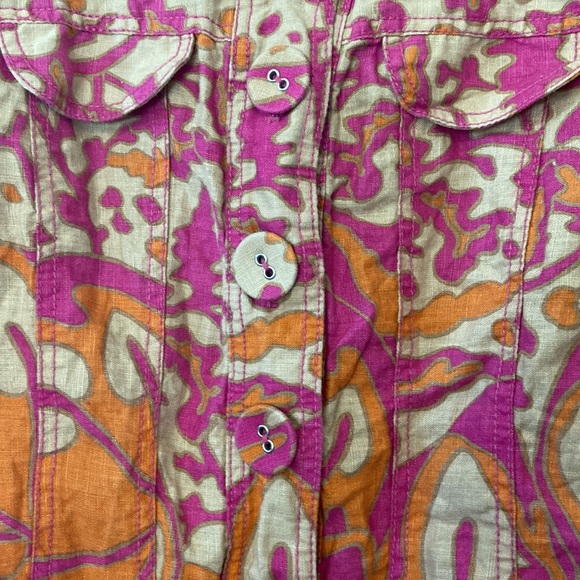 Focus 2000 women’s size 6 100% linen tan/pink/orange blazer, 3/4 length sleeves - Picture 4 of 6